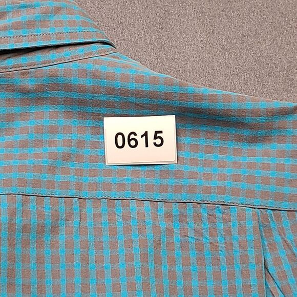 J CREW Oxford Mens Shirt Large Check Button-Up Blue & Grey Long Sleeve - Picture 9 of 9